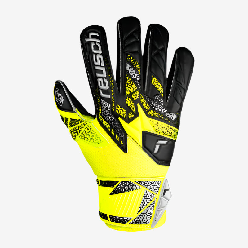 Reusch Junior Attrakt Infinity Finger Support Glove [Safety Yellow/Silver/Black]