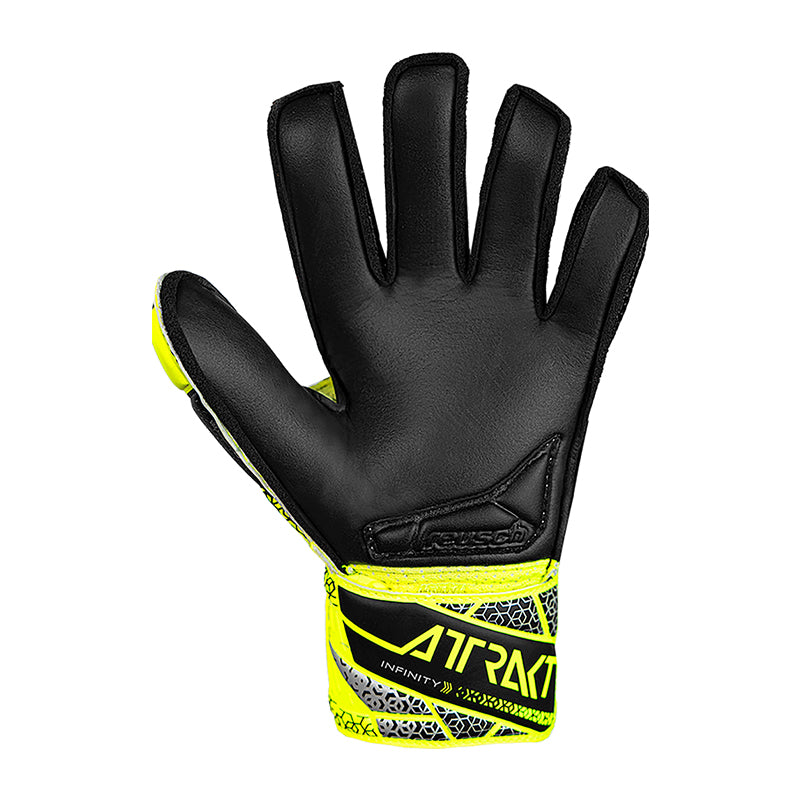 Reusch Junior Attrakt Infinity Finger Support Glove [Safety Yellow/Silver/Black]