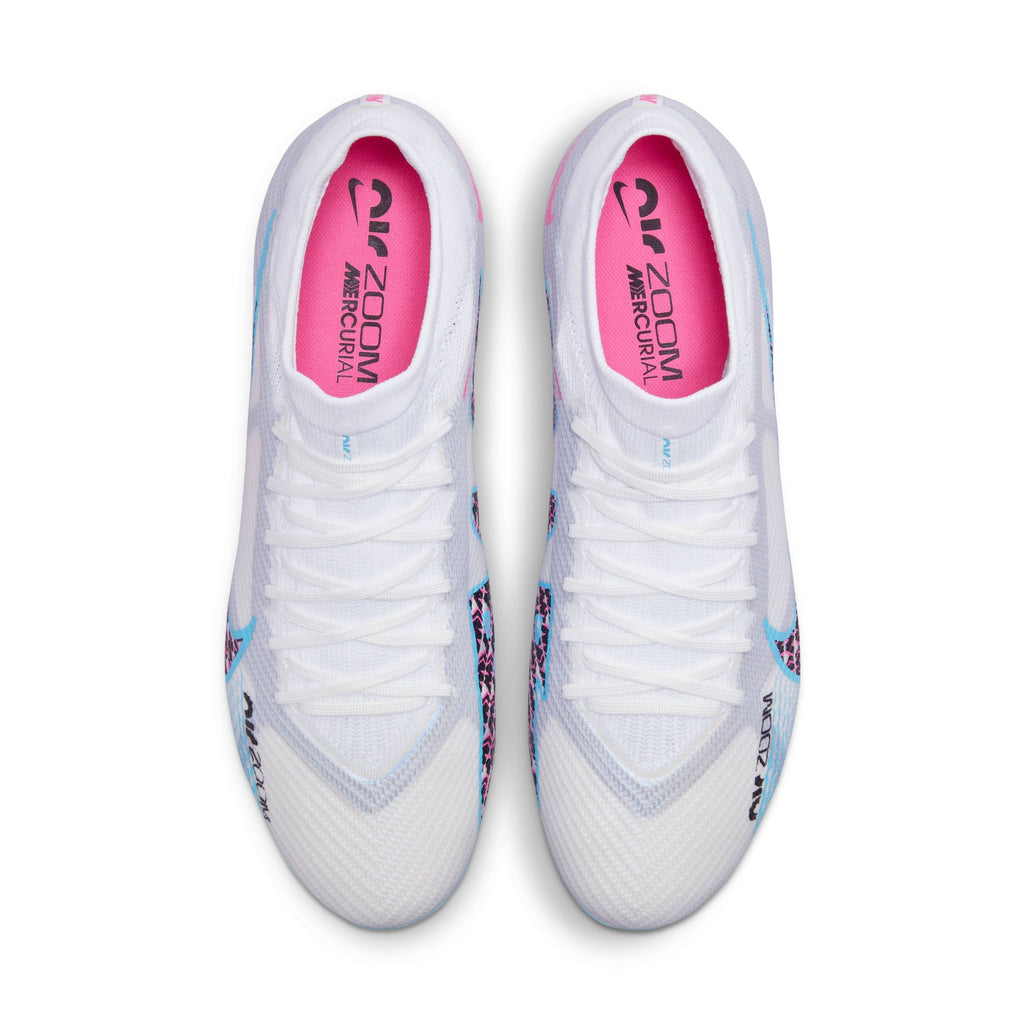 Nike Performance ZOOM VAPOR 15 ACADEMY FG/MG - Moulded stud football boots  - white/baltic blue/hot punch/coconut milk/white 