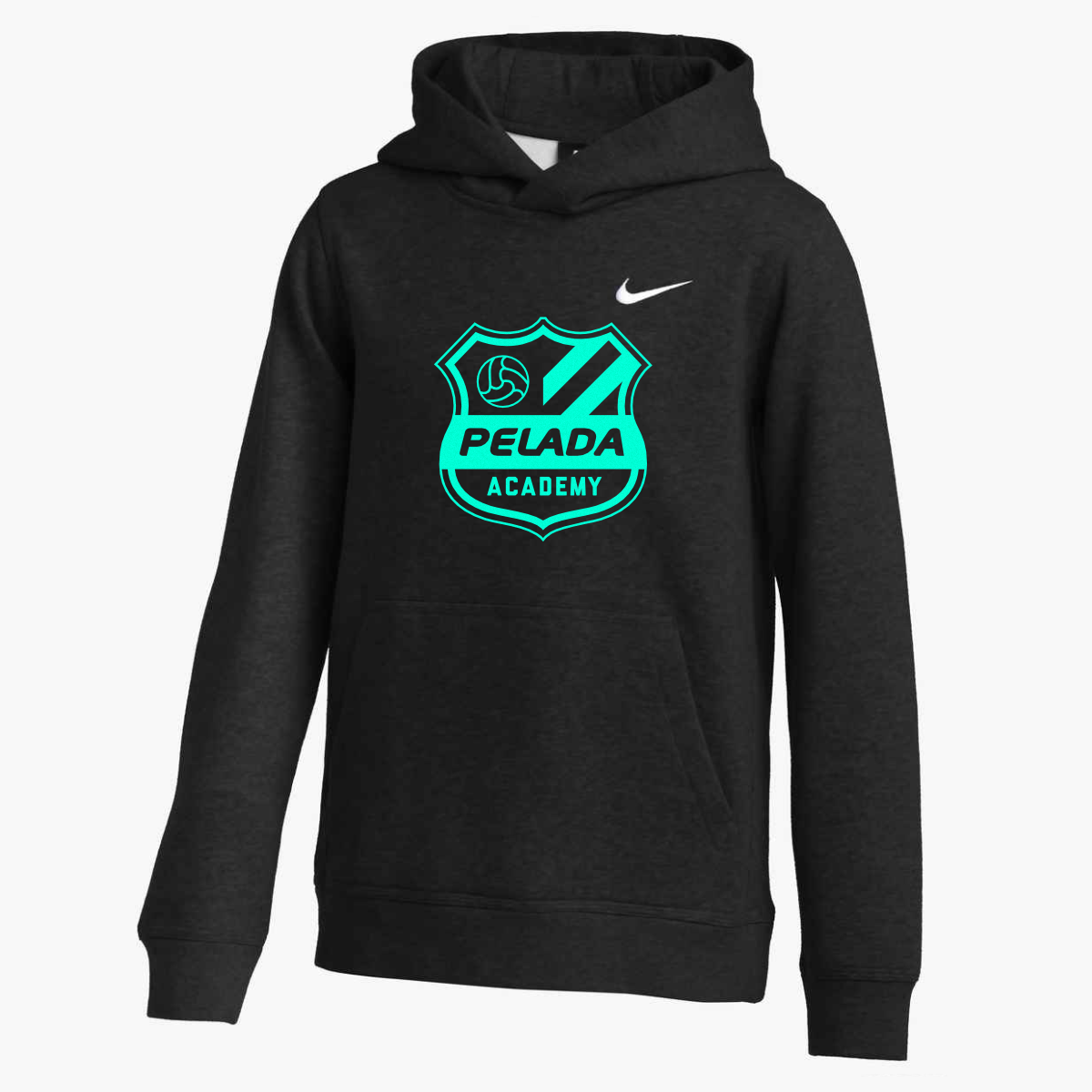 Pelada Academy | Nike Club Hoodie [Youth] - Black/Blue