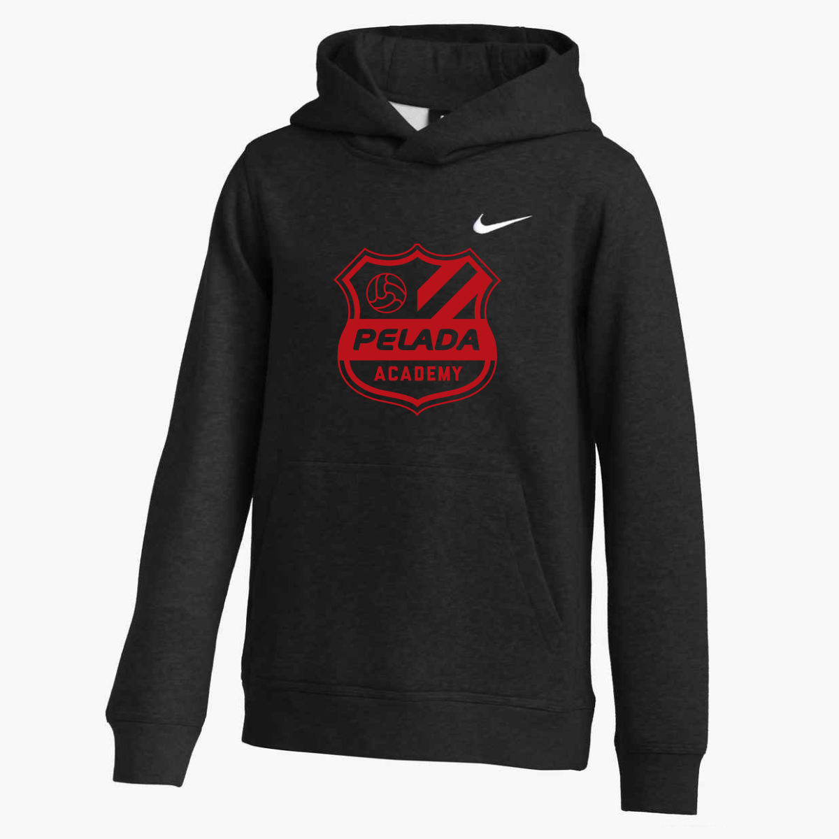 Pelada Academy | Nike Club Hoodie [Youth] - Black/Red