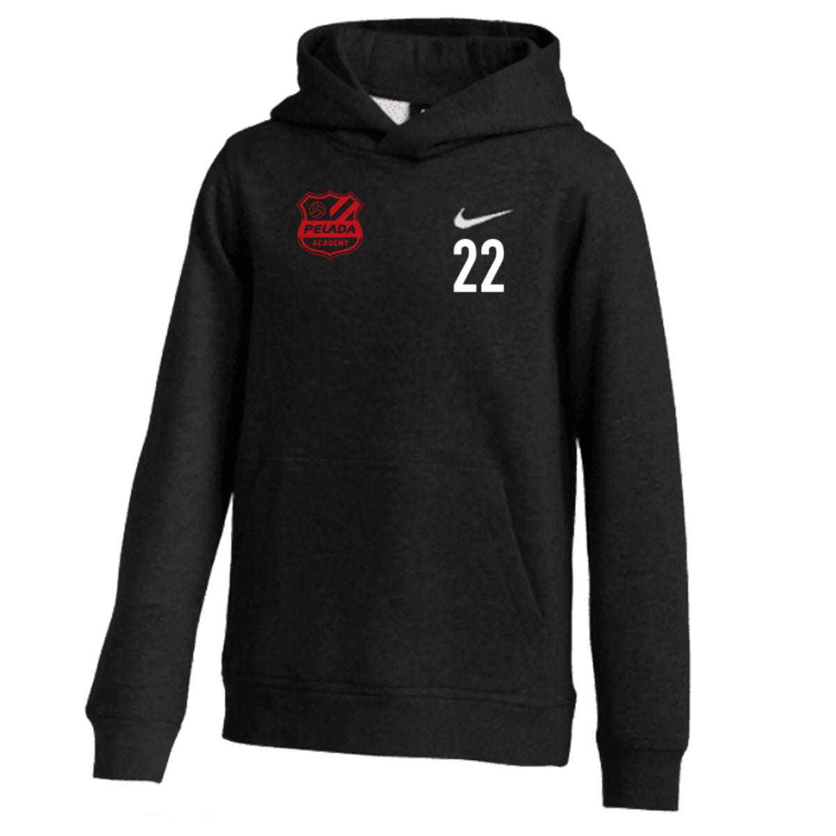 Pelada Academy | Nike Club Hoodie [Youth] - Black/Red