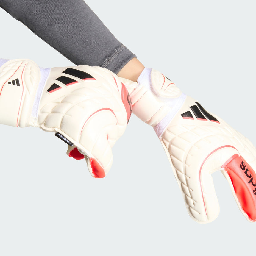 Junior Copa Match Fingersave Keeper Glove [White/Lucid Red]
