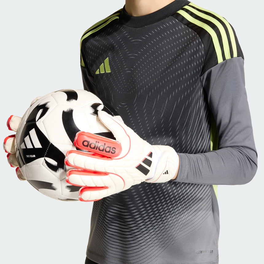 Junior Copa Match Fingersave Keeper Glove [White/Lucid Red]