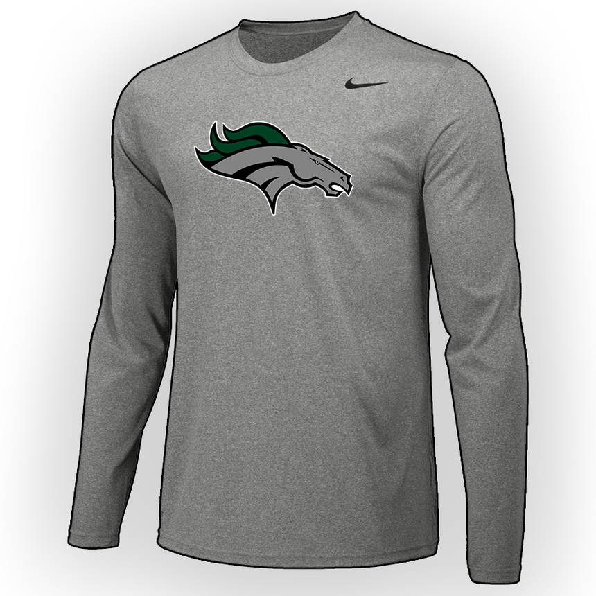 Eagle High School Nike L/S Dri-Fit [Men's] - Mustang Logo All Grey