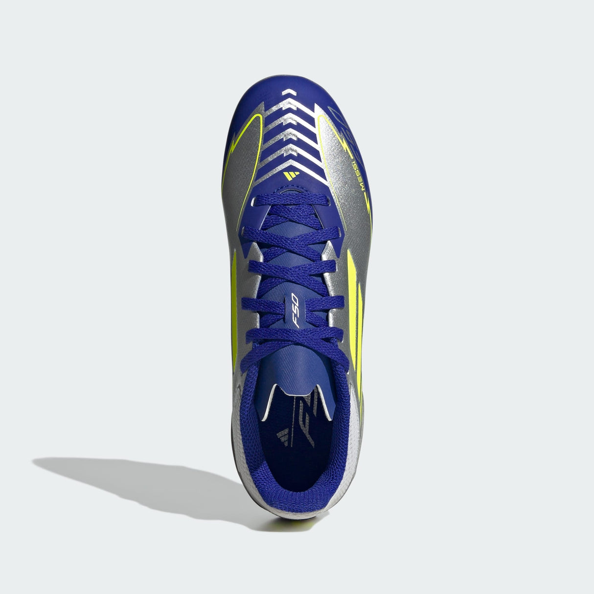 Junior F50 League Messi FG/MG [Silver Metallic/Solar Yellow/ Lucid Blue]