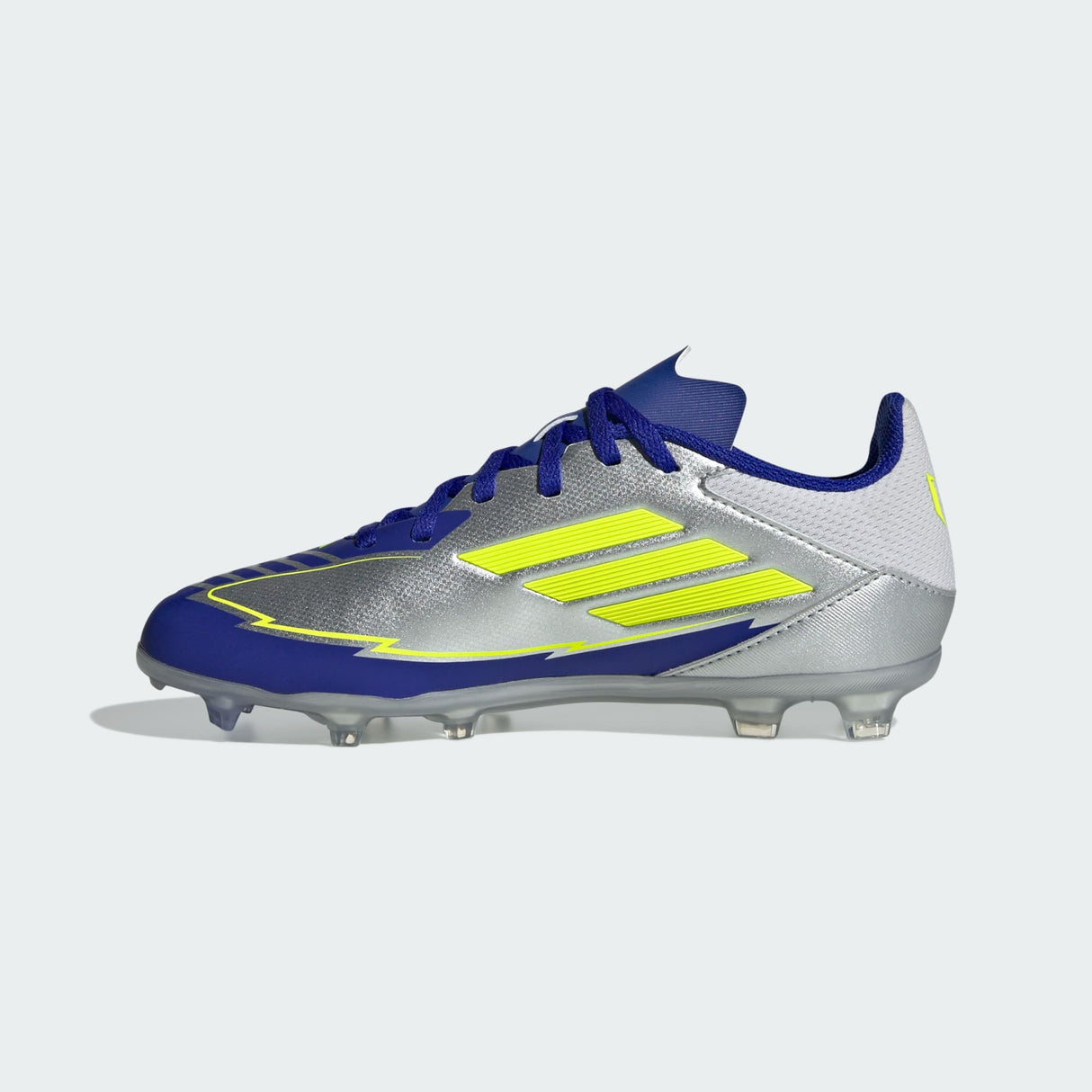 Junior F50 League Messi FG/MG [Silver Metallic/Solar Yellow/ Lucid Blue]