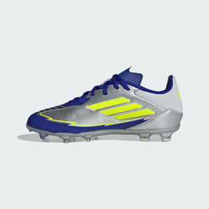 Junior F50 League Messi FG/MG [Silver Metallic/Solar Yellow/ Lucid Blue]