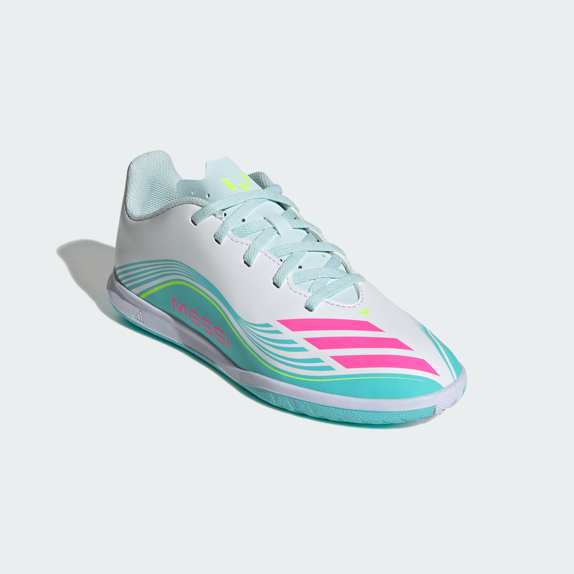 Junior F50 Club Messi IN [White/Lucid Pink/Aqua]