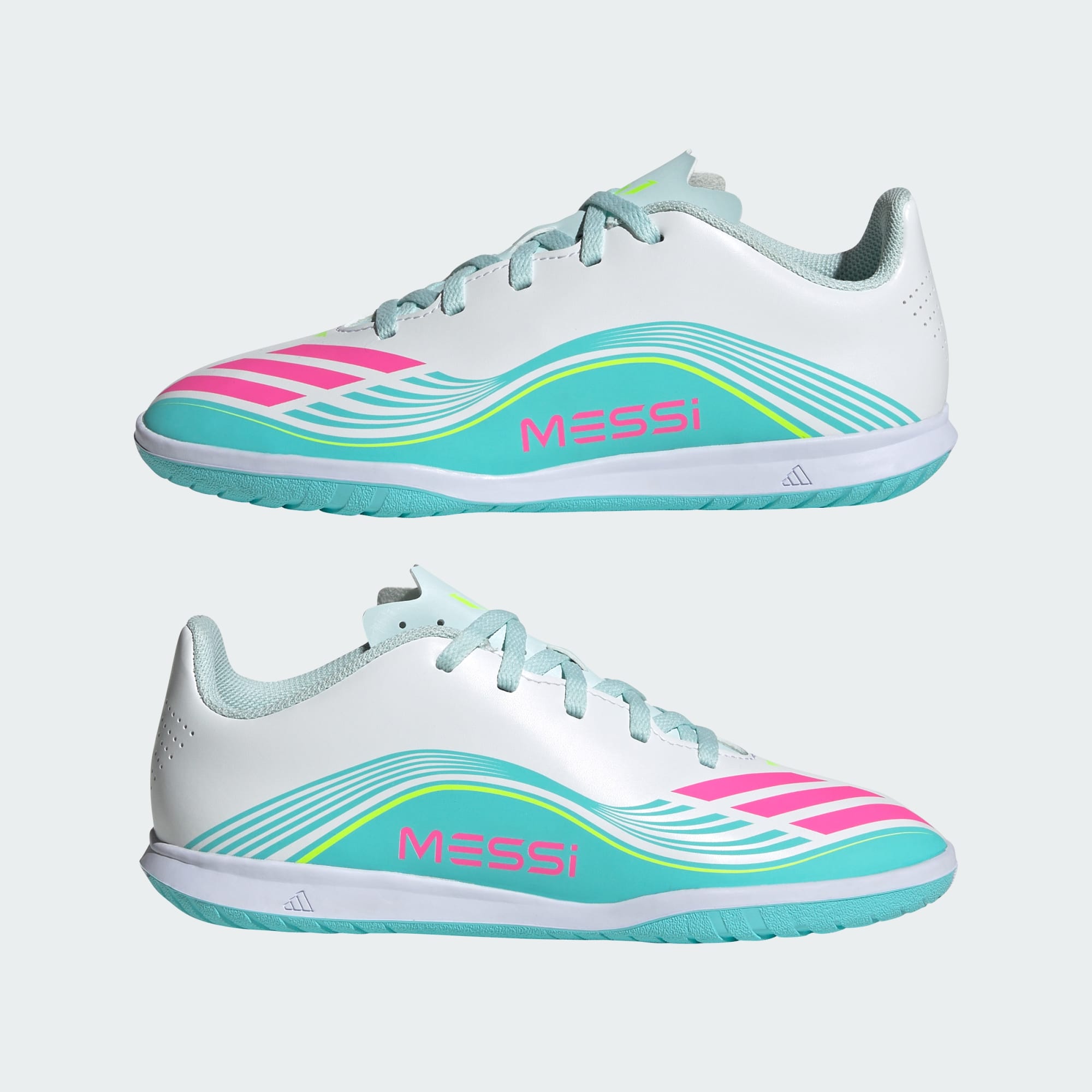 Junior F50 Club Messi IN [White/Lucid Pink/Aqua]