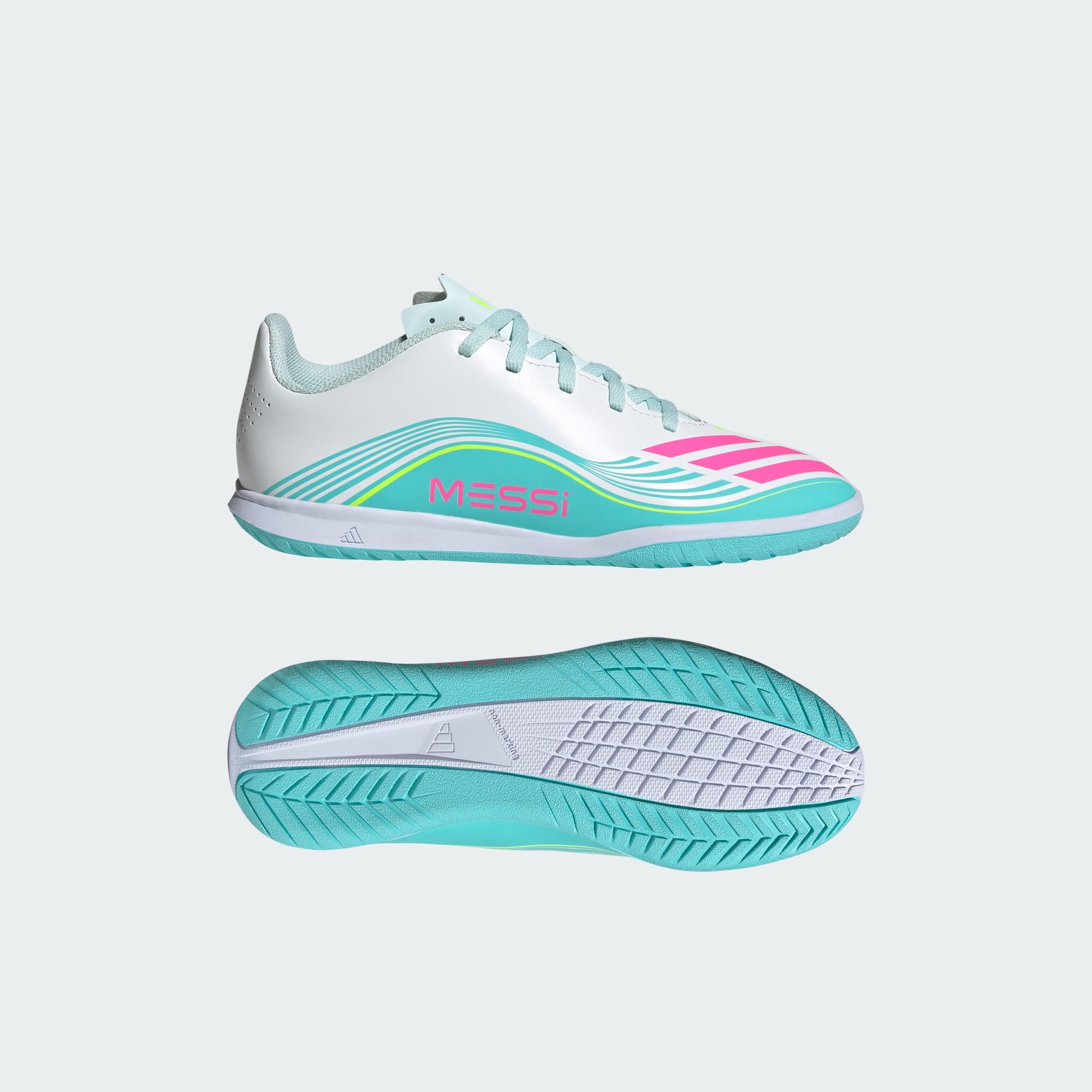 Junior F50 Club Messi IN [White/Lucid Pink/Aqua]