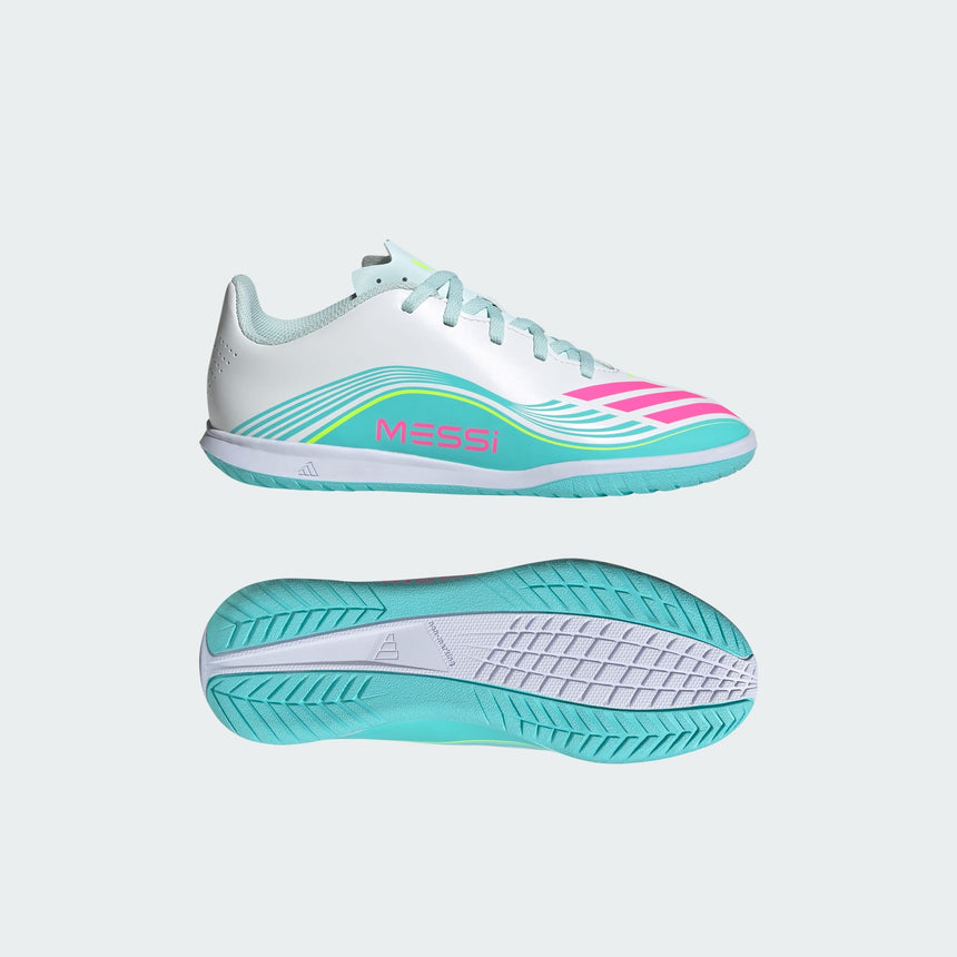 Junior F50 Club Messi IN [White/Lucid Pink/Aqua]