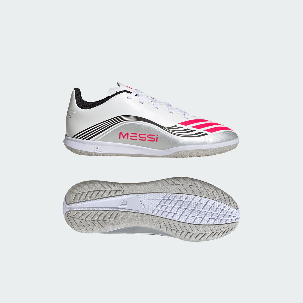 Junior F50 Club Messi IN [Ftwr White/Lucid Red/Silver Metallic]