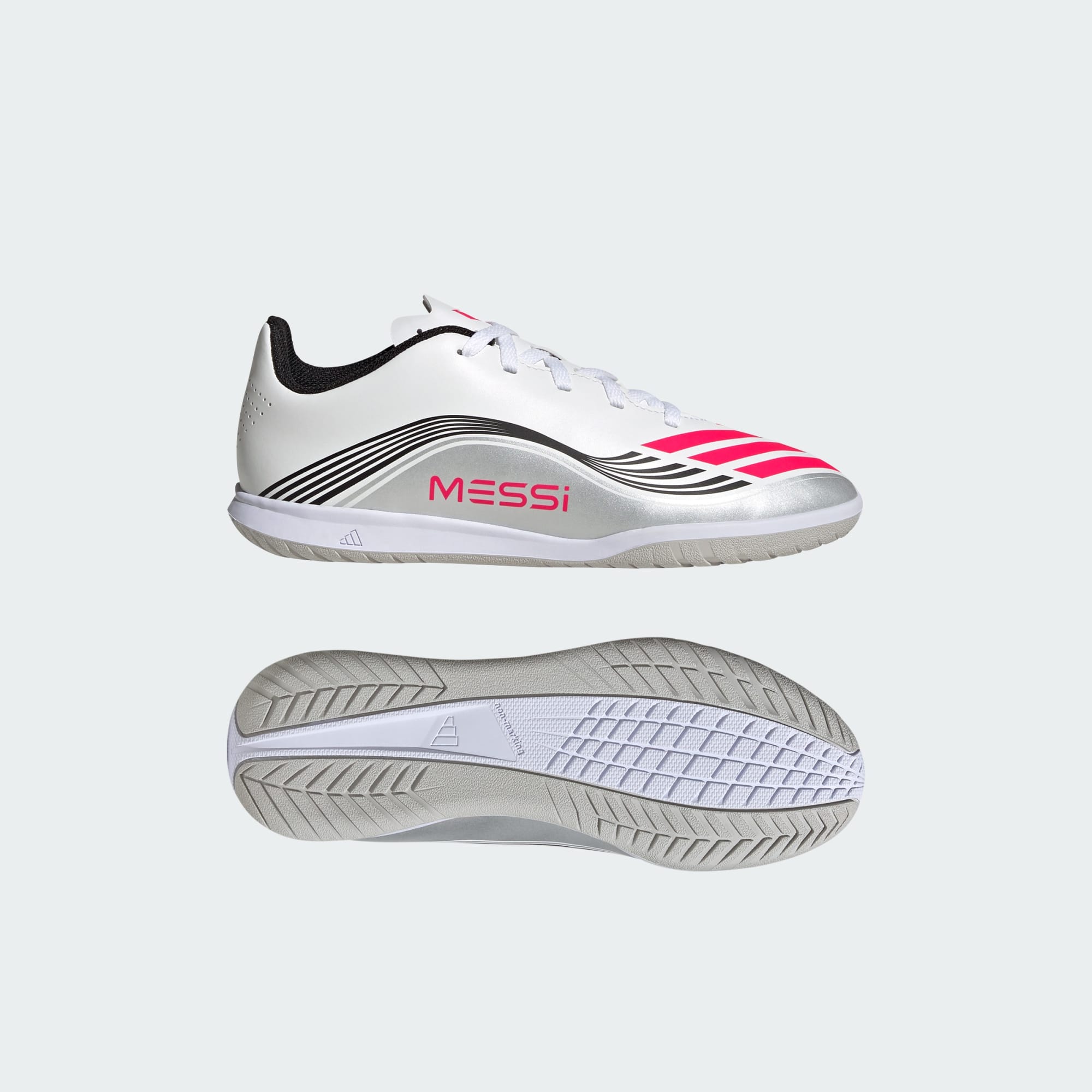 Junior F50 Club Messi IN [Ftwr White/Lucid Red/Silver Metallic]