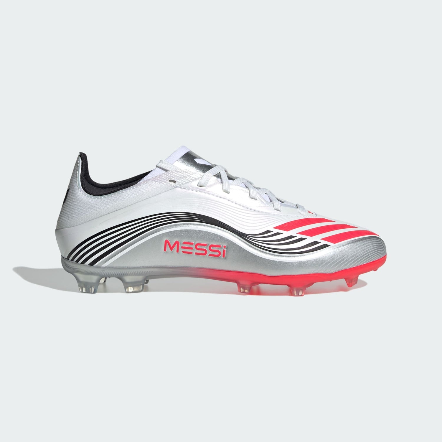 Junior F50 Elite Messi FG [Ftwr White/Lucid Red/Silver Metallic]