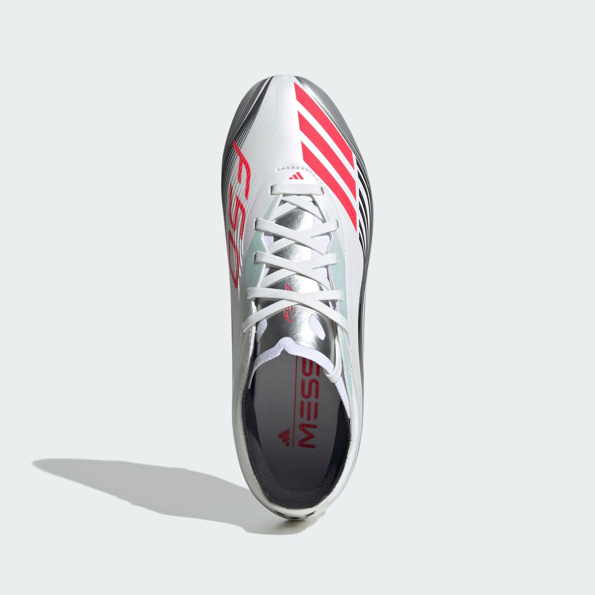 Junior F50 Elite Messi FG [Ftwr White/Lucid Red/Silver Metallic]