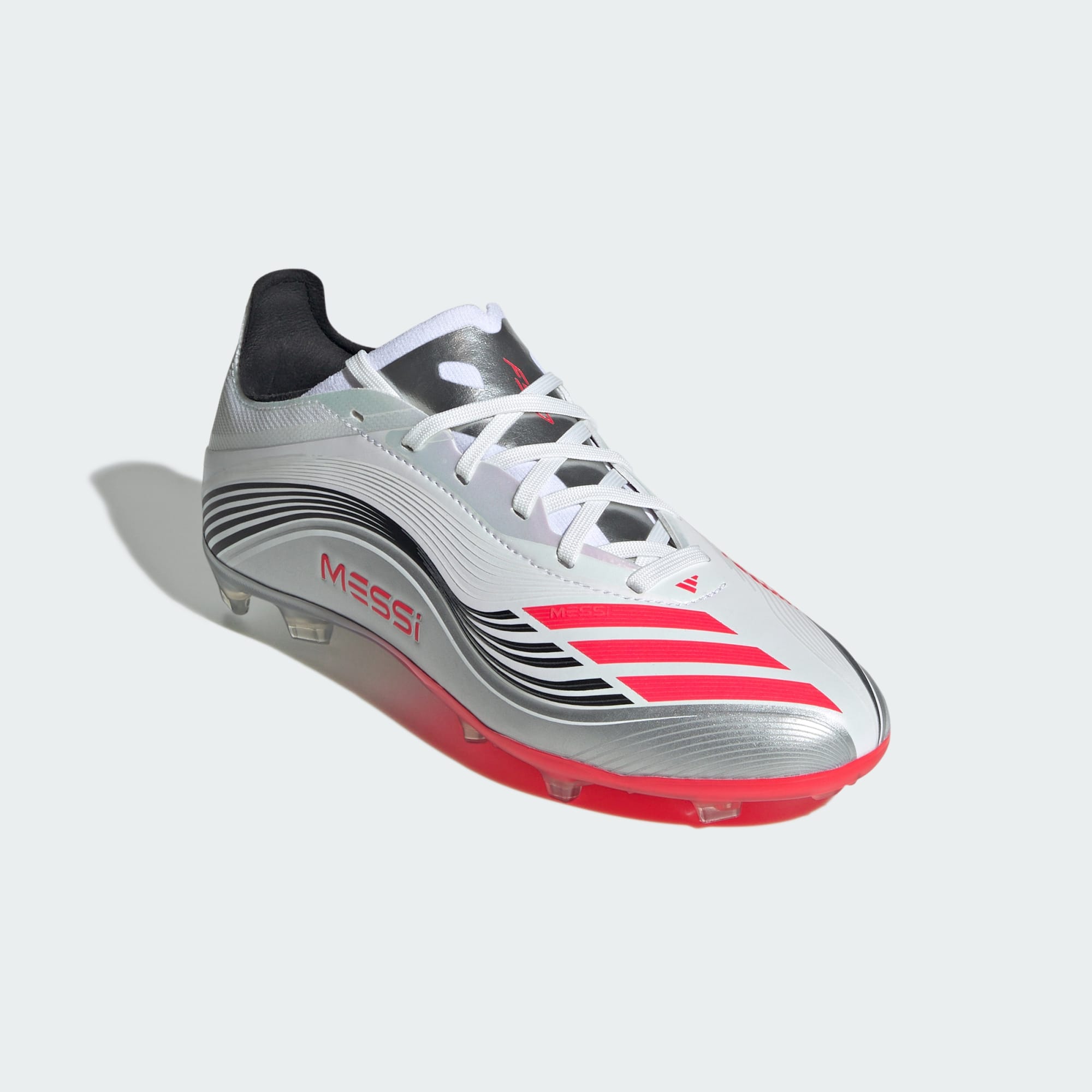 Junior F50 Elite Messi FG [Ftwr White/Lucid Red/Silver Metallic]