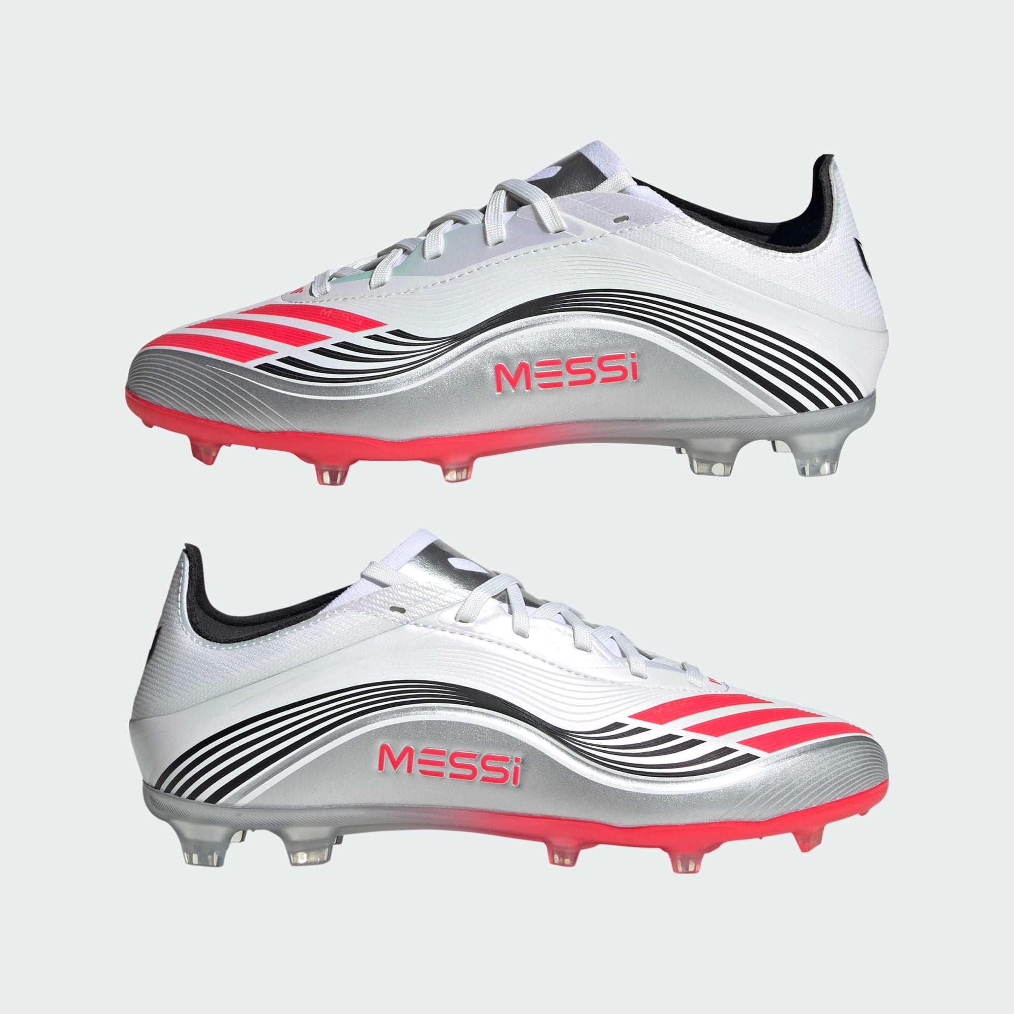 Junior F50 Elite Messi FG [Ftwr White/Lucid Red/Silver Metallic]