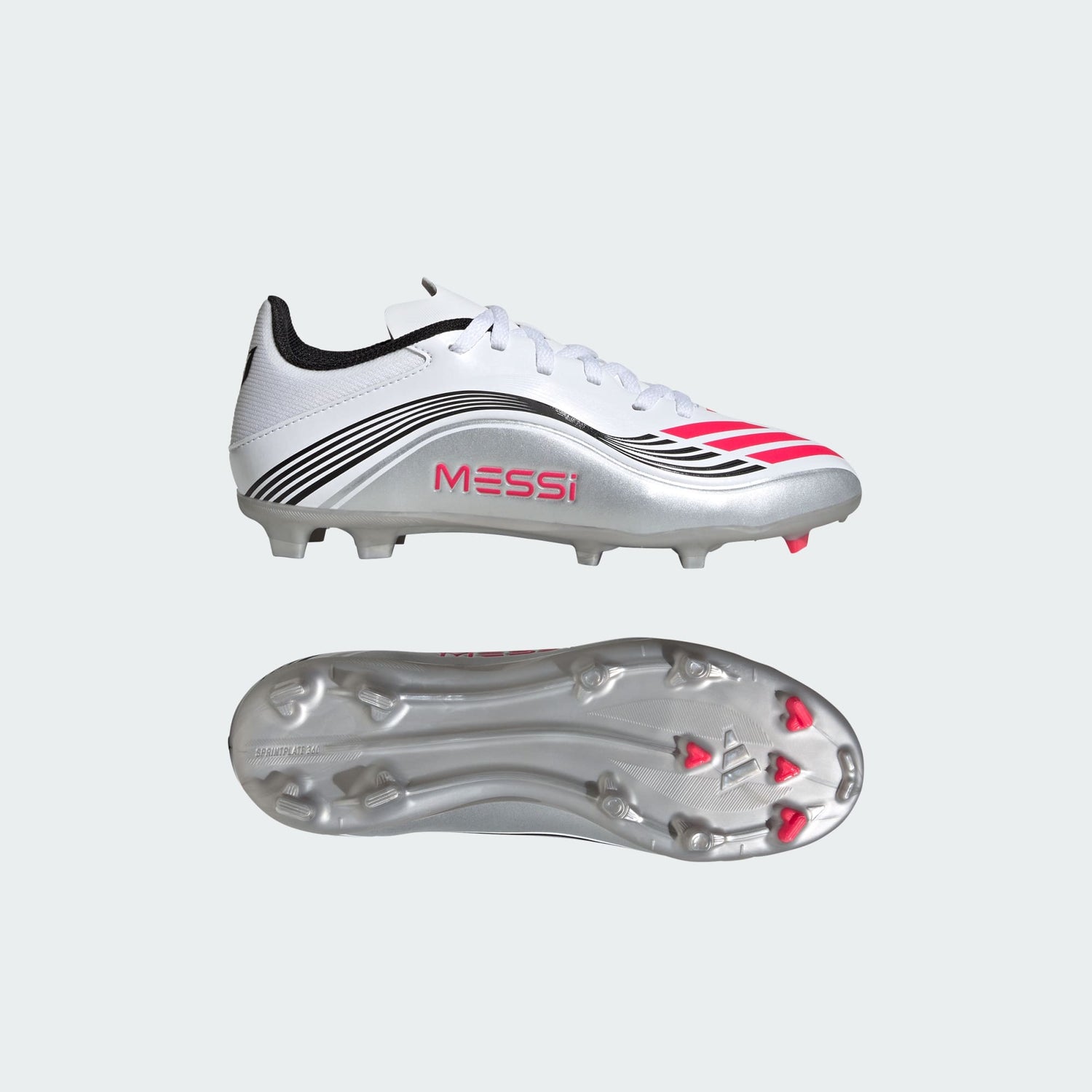 Junior F50 Messi League FG/MG [Ftwr White/Lucid Red/Silver Metallic]