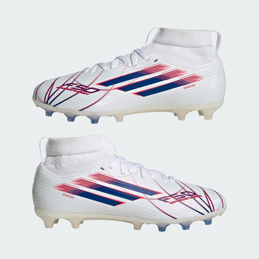 Junior F50 Sparkfusion League FG/AG [White/Royal Blue/Lucid Red]