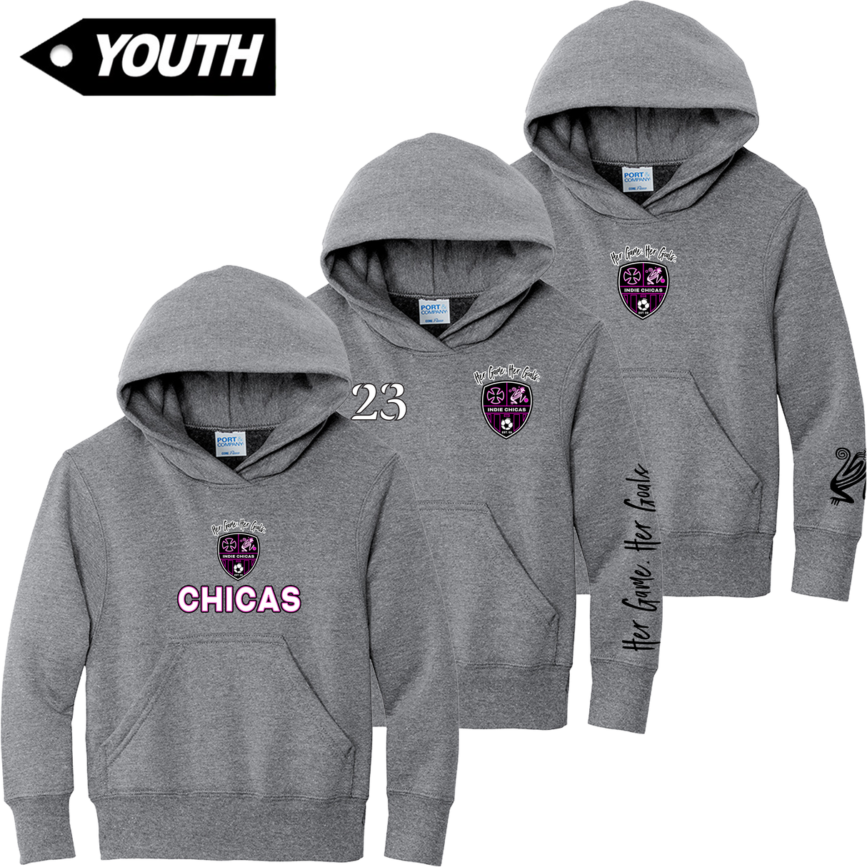 Indie Chicas Fan Hoodie Grey [Youth]