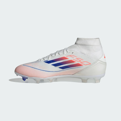 WOMEN'S F50 LEAGUE MID-CUT FG/MG CLEATS [Cloud White / Lucid Blue / Solar Red]