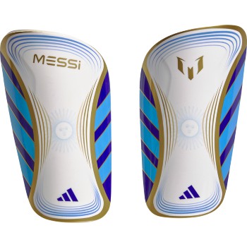 Messi Club Shin Guards [White/Lucid Blue/Gold]