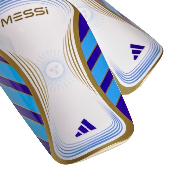 Messi Club Shin Guards [White/Lucid Blue/Gold]