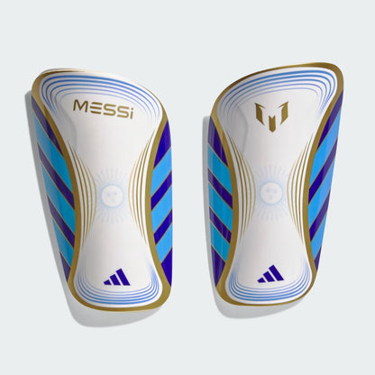 Messi Club Shin Guards [White/Lucid Blue/Gold]