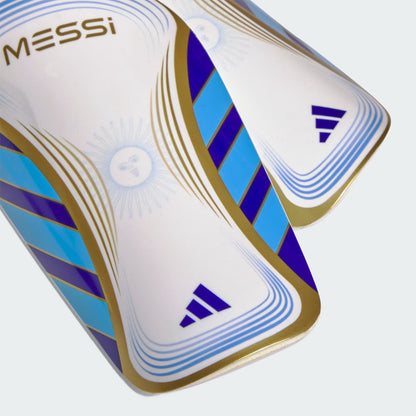 Messi Club Shin Guards [White/Lucid Blue/Gold]