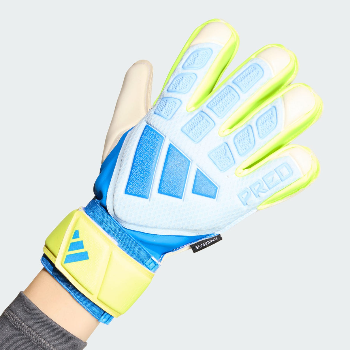 Junior Predator Match Fingersave Keeper Glove [Ray Blue/Lucid Lemon]