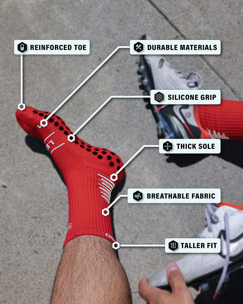 Sunday League Grip Socks [Red]