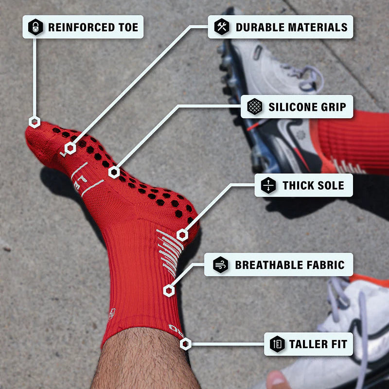 Sunday League Grip Socks [Red]