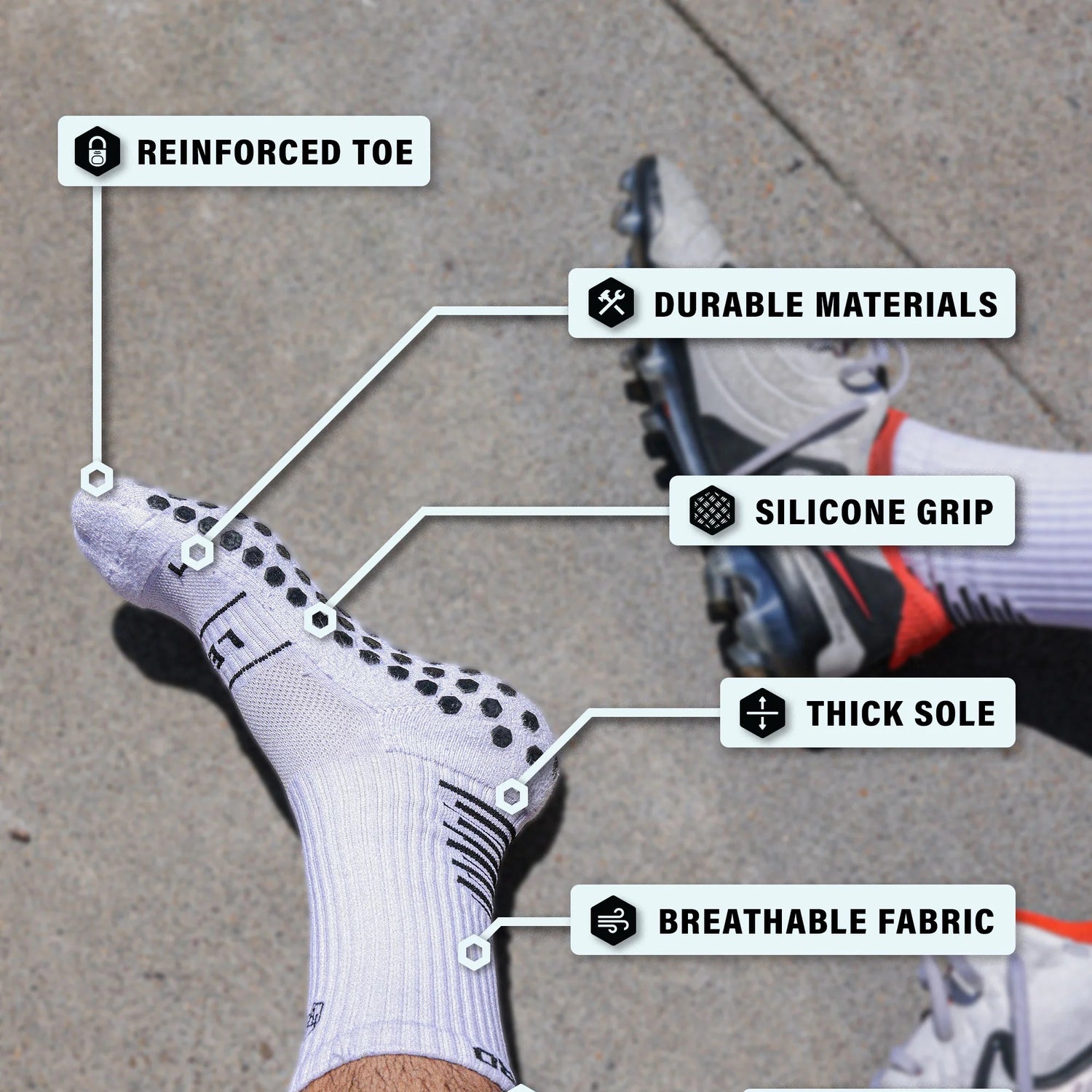 Sunday League Grip Socks [White]