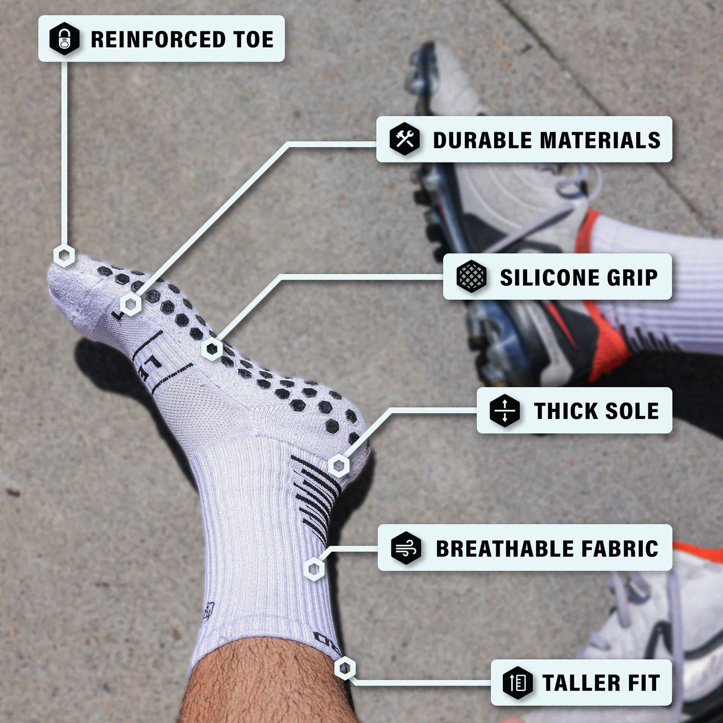 Sunday League Grip Socks [White]