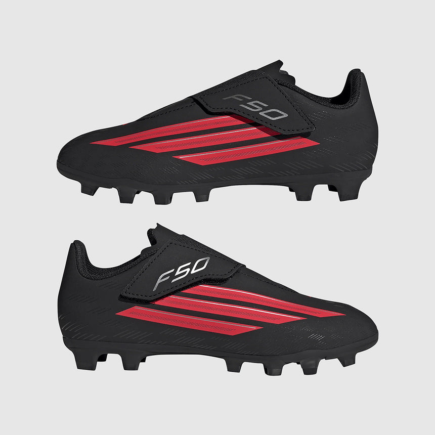 Junior F50 Club Velcro FxG [Core Black/Lucid Red]