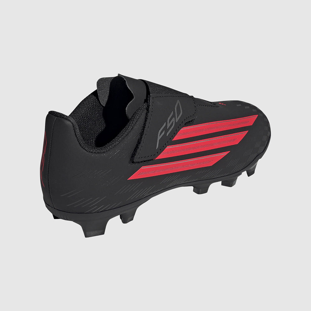 Junior F50 Club Velcro FxG [Core Black/Lucid Red] – Tursi Soccer Store