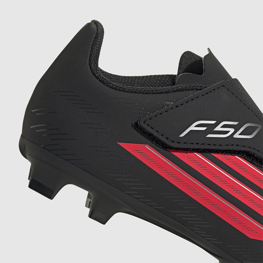 Junior F50 Club Velcro FxG [Core Black/Lucid Red]