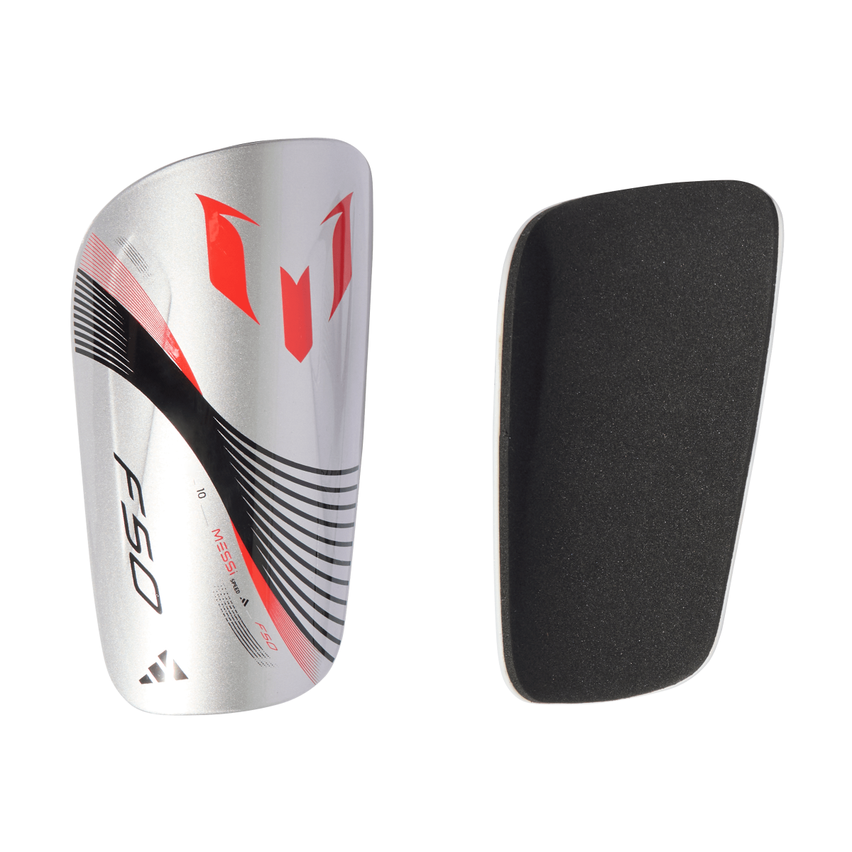 Messi Club Shin Guards [Silver Metallic/Lucid Red]
