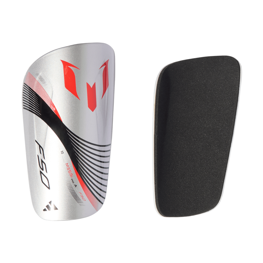 Messi Club Shin Guards [Silver Metallic/Lucid Red]